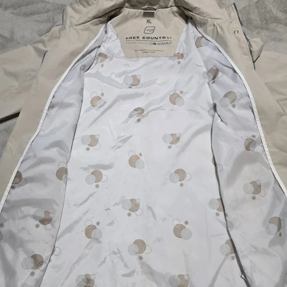 Free Country Rain Rain Go Away Women's Beige Raincoat Sz XL Outerwear Outdoor - Picture 4 of 9